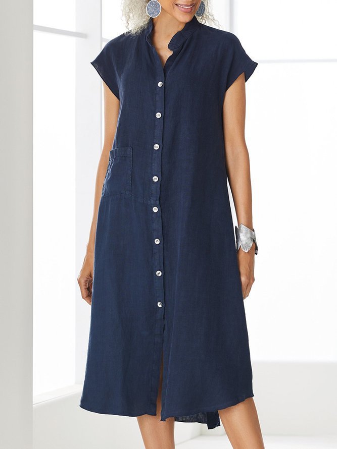 Casual Women's Maxi Dress Plain Loose Pockets