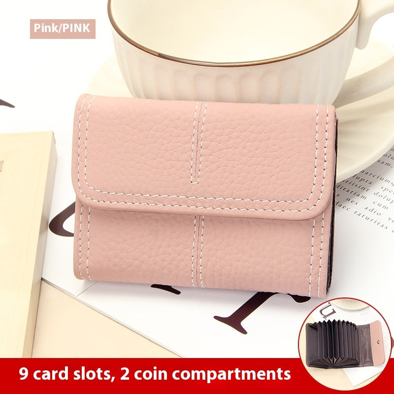 Large Capacity Women's Certificate Holder First Layer Cowhide Card Holder Wallet
