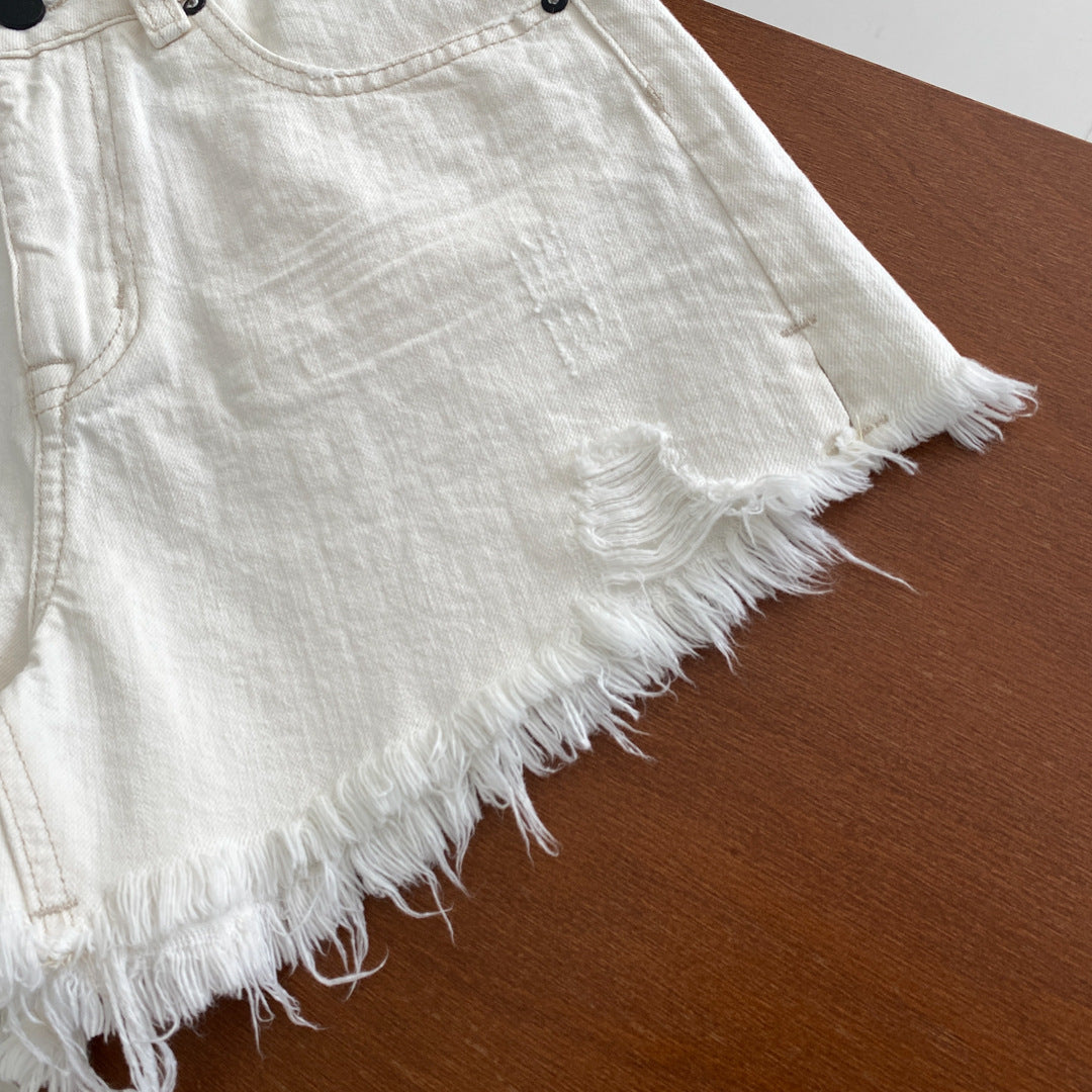Hot Girl Ripped Frayed Vintage Denim Shorts - Chic Angle