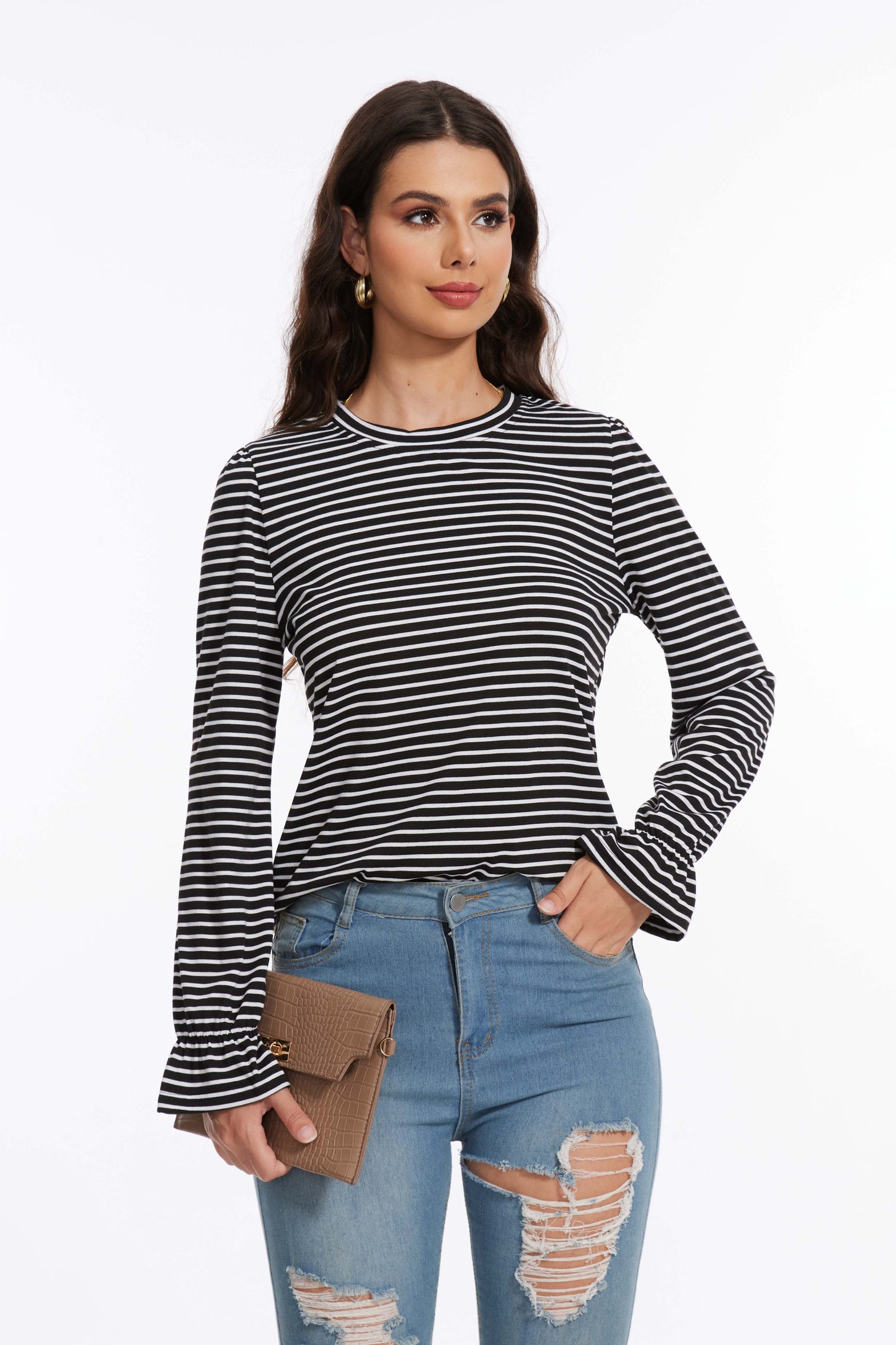 Women's Striped Long Sleeved Shirt