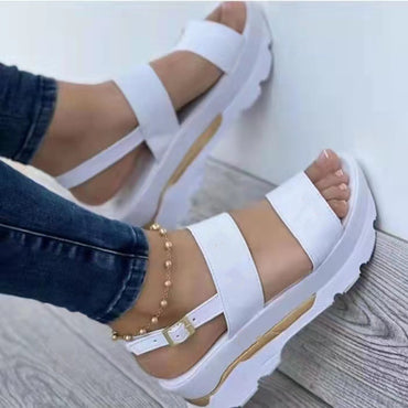 Platform Sports Women's Buckle Wedge Plus Size Beach Sandals
