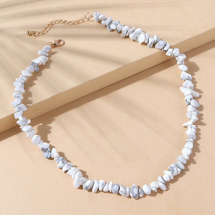 Natural Stone Color Irregular Hand-woven Clavicle Chain