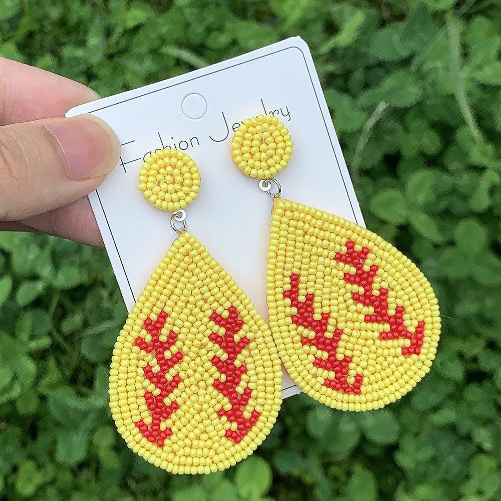 European And American Fashion & Trend Creative Olive Ball Cap Exquisite Handmade Bead Earrings