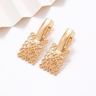 Gold Plated Geometric Square Hollow Earrings