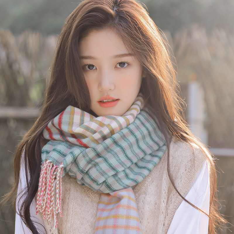 Retro Plaid Scarf Women Winter Imitation Cashmere Shawl