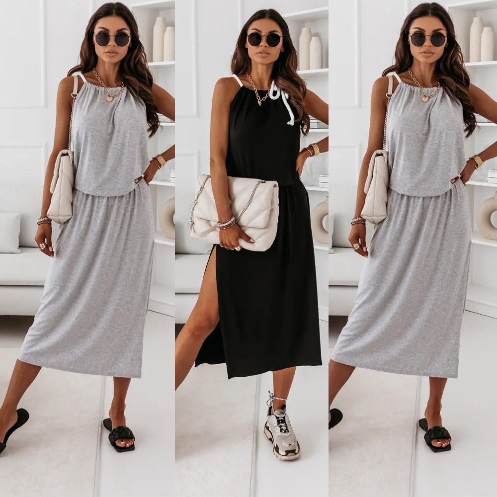 Casual Fashion Street Personalized Halter Midi Dress