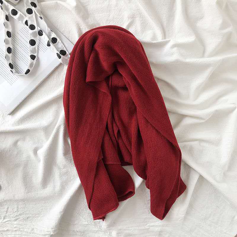 Pure Color Knitted Wool Scarf Women Autumn And Winter