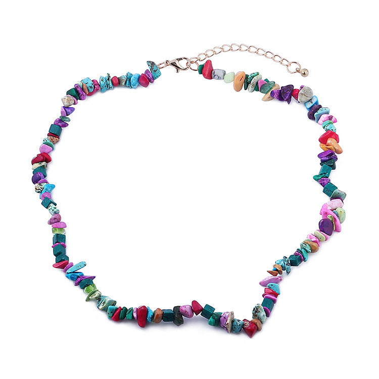 Natural Stone Color Irregular Hand-woven Clavicle Chain