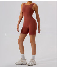 Nude Feel U-shaped Beauty Back Aerial Yoga Suit Peach Hip Pilates Jumpsuit For Women