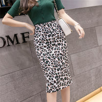 High Waist Floral Hip Skirt Midi Printed One-step