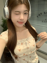 Women's Summer Slim Fit Niche Chic Square Collar Short Sleeve T-shirt Top - Chic Angle