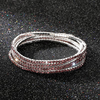 Diamond-embedded Stretch Bracelet 2mm Single Row Color