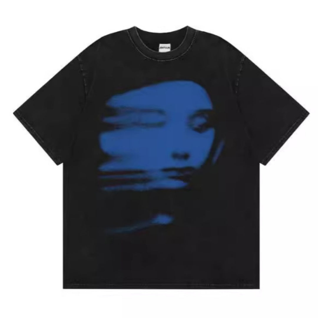 Summer Men's Harajuku T-shirt Red Face 3D Printed Short-sleeved Top