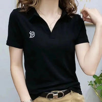Women's V-neck Short-sleeved High-end Western Style Youthful-looking Casual Top - Chic Angle