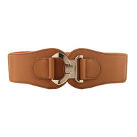 New Autumn And Winter Women's Wide Belt Metal Curved Buckle Belt With Suit Jacket Elastic Elastic Comfortable Waist