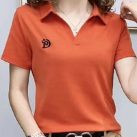 Women's V-neck Short-sleeved High-end Western Style Youthful-looking Casual Top - Chic Angle