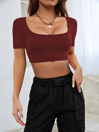 Summer Sports Casual Women's Cropped Knitted High Elastic T-shirt - Chic Angle