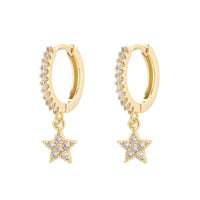 Women's Sterling Silver Needle Geometric Stars Diamond Personalized Earrings