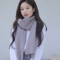 Retro Plaid Scarf Women Winter Imitation Cashmere Shawl