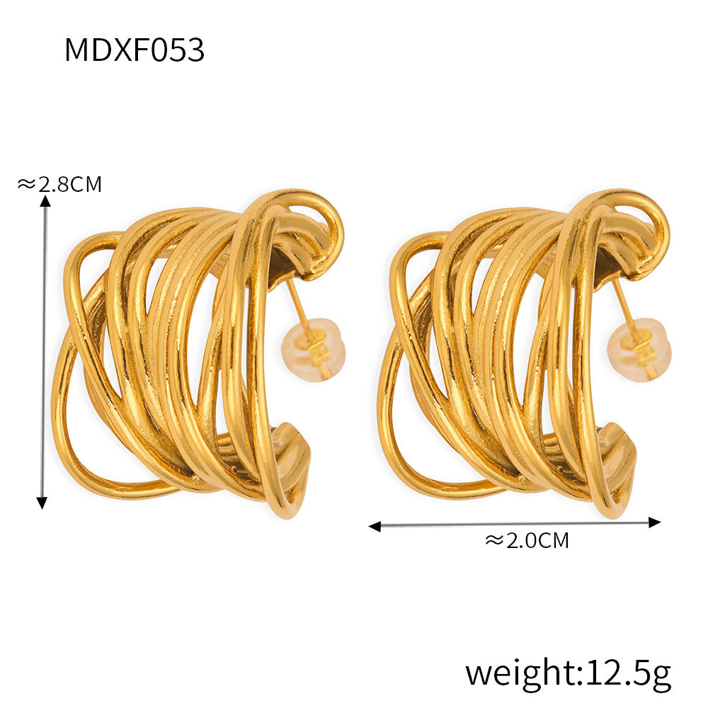 Women's Fashion Multi-layer Line Texture Earrings