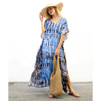 Rayon Printed Blooming Loose Vacation Robe Beach Dress Bikini Sun Protection Shirt