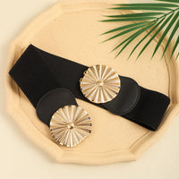 Stylish Women's Wide Belt Elastic Elastic Metal Circle With Jacket Shirt-skirt Waist Seal