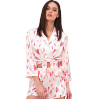 Artificial Silk Heart Printing Loose Home Wear Ice Silk