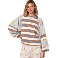 Women's Color Matching Printed Top Loose Long Sleeve