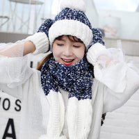 Three Piece Hat Scarf And Gloves For Women