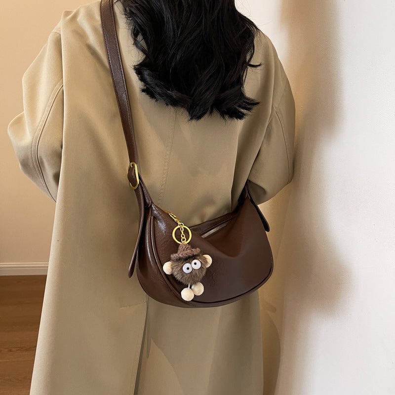 Fashion Trendy One-shoulder Messenger Bag Simple Niche Pu