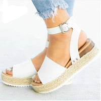 Plus Size Women's Thick Sole Leopard Print Round Toe Belt Buckle Fashion Casual Sandals