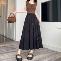 French Ballet Style Bow Layered Cake Dress Skirt For Women
