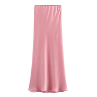 Foreign Trade Wholesale Women's French Fashion Silk Satin Texture High Waist Skirt