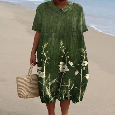 Independent Station Blouse Pocket Short Sleeve Floral Print Vacation Dress