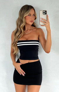 Contrast Color Striped Tube Top Hot Girl Tight-fitting Outerwear
