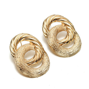 New Exaggerated Big Stud Earrings for Women Circle Round Alloy Earrings Wedding Party Gift