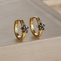 Silver Needle Geometric Stars Rhinestone Earrings Women's Fashion