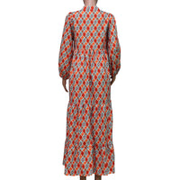 Short-sleeve Mid-length Boho Print Dress