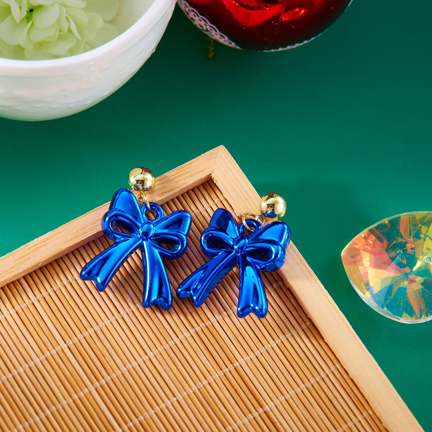 Color Bow Stud Earrings Fashion Multicolor