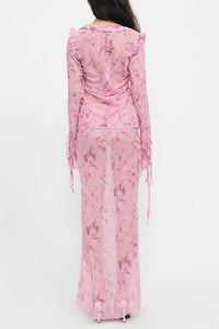 Strappy Lace V-neck Top  Chiffon Printed Dress Suit