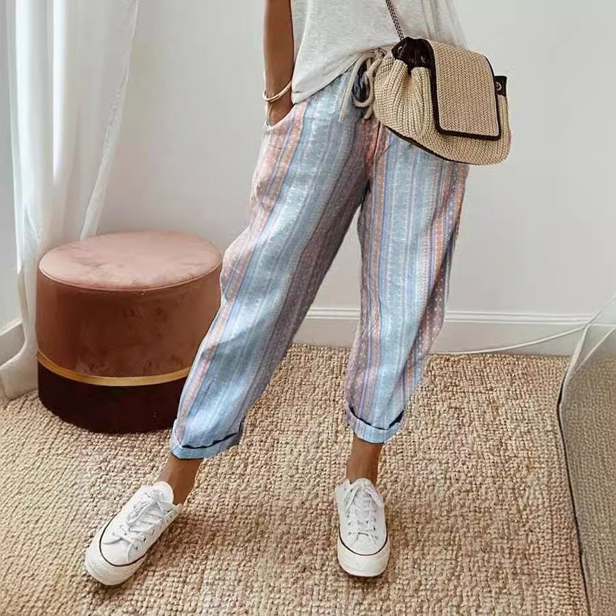 Women's Fashion Casual Drawstring Pocket Floral Floral Print Casual Jumpsuit