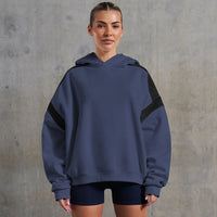 Contrast Color Drop Shoulder Women's Hooded Sweater