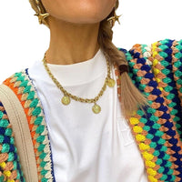 Striped Loose Rainbow Sweater Cardigan Coat