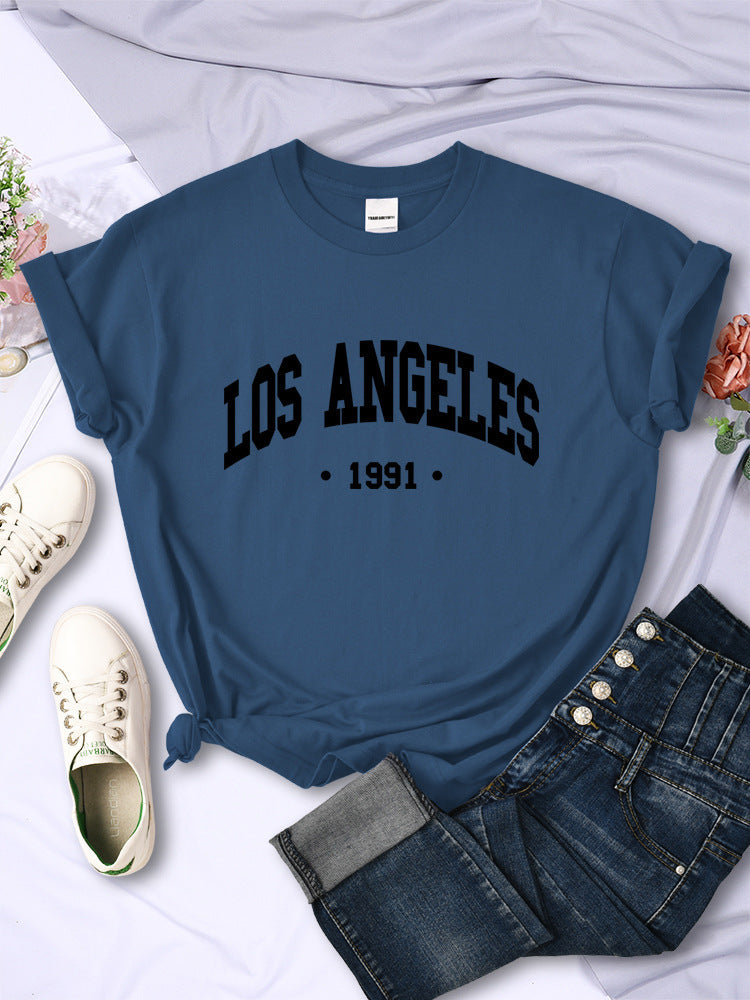 Women's City Letter Printed T-shirt In 1991 - Chic Angle