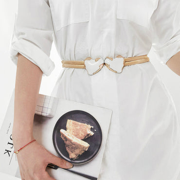 Stylish And Simple Women's Waist Chain Sweet Love Decoration Double Spring Elastic Chain Gold Skirt