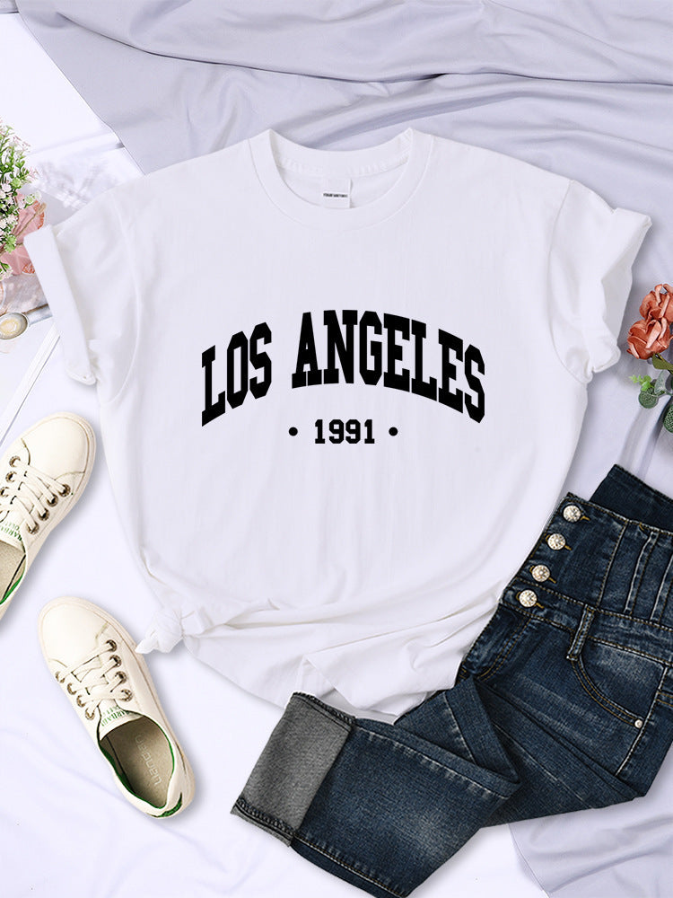 Women's City Letter Printed T-shirt In 1991 - Chic Angle