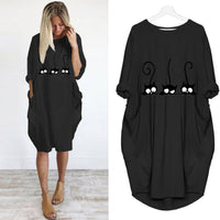Autumn and winter long-sleeved loose print dress