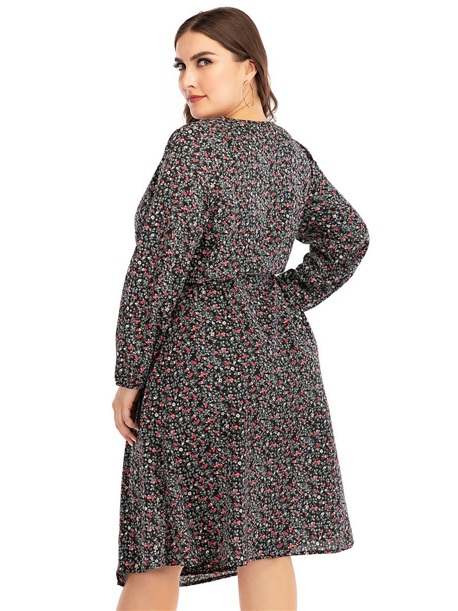 V-neck lantern sleeve maxi skirt