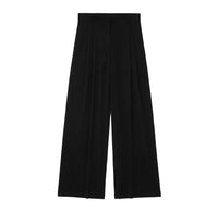 Women's Pleated Decorative High Waist Wide Leg Pants Hanging Collar Vest