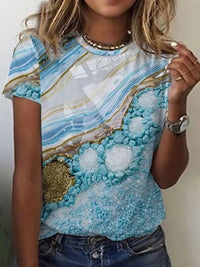 Summer New Printed Round Neck Short Sleeve - Chic Angle